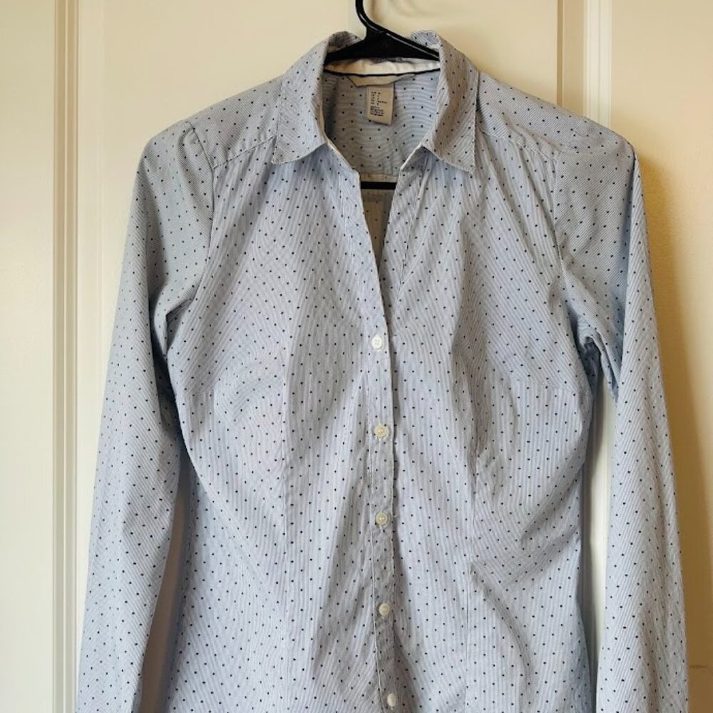 Women's button down polka dot shirt